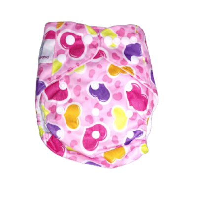 NEW BORN DIAPER - PINK HEART