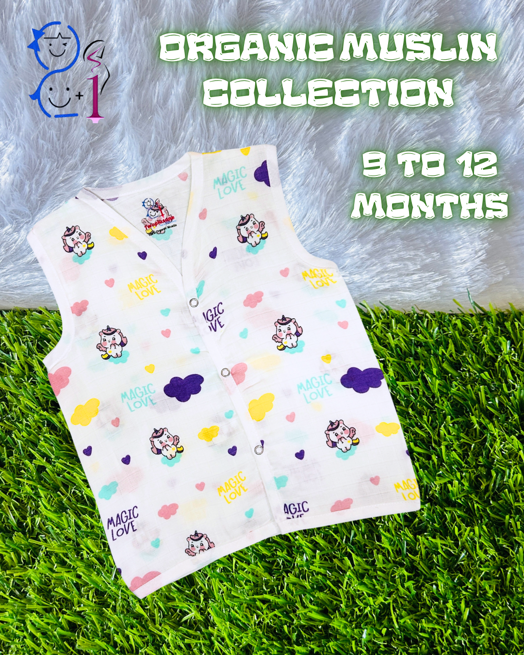 Muslin Jabla - Magic love Print - 9  to 12 Months