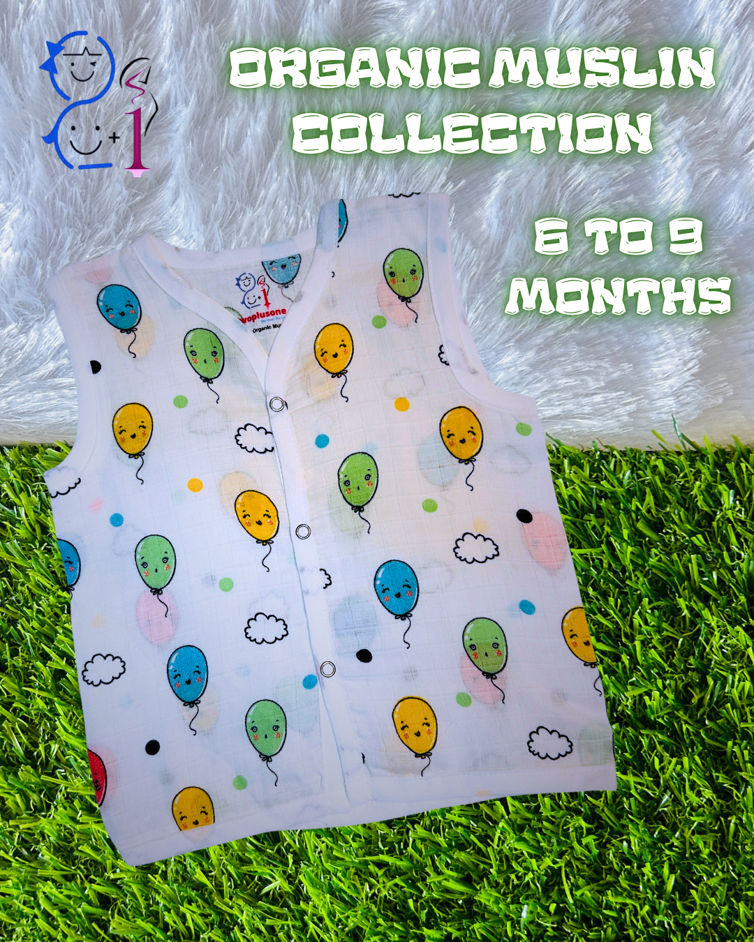 Muslin Jabla - Balloon Print - 6 to 9 Months