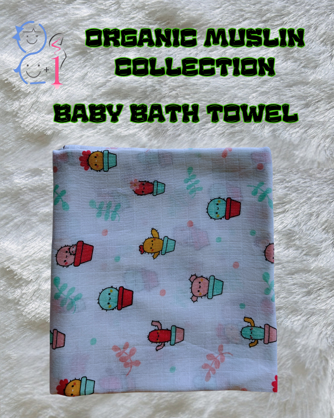 Muslin Bath Towel - Cactus ( 75cm x 150 cm )