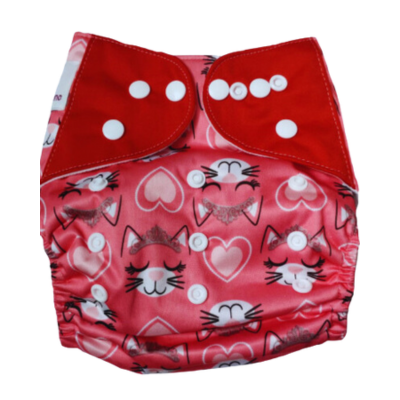 Pocket Diaper with Microfiber Insert *Pinky Cat*