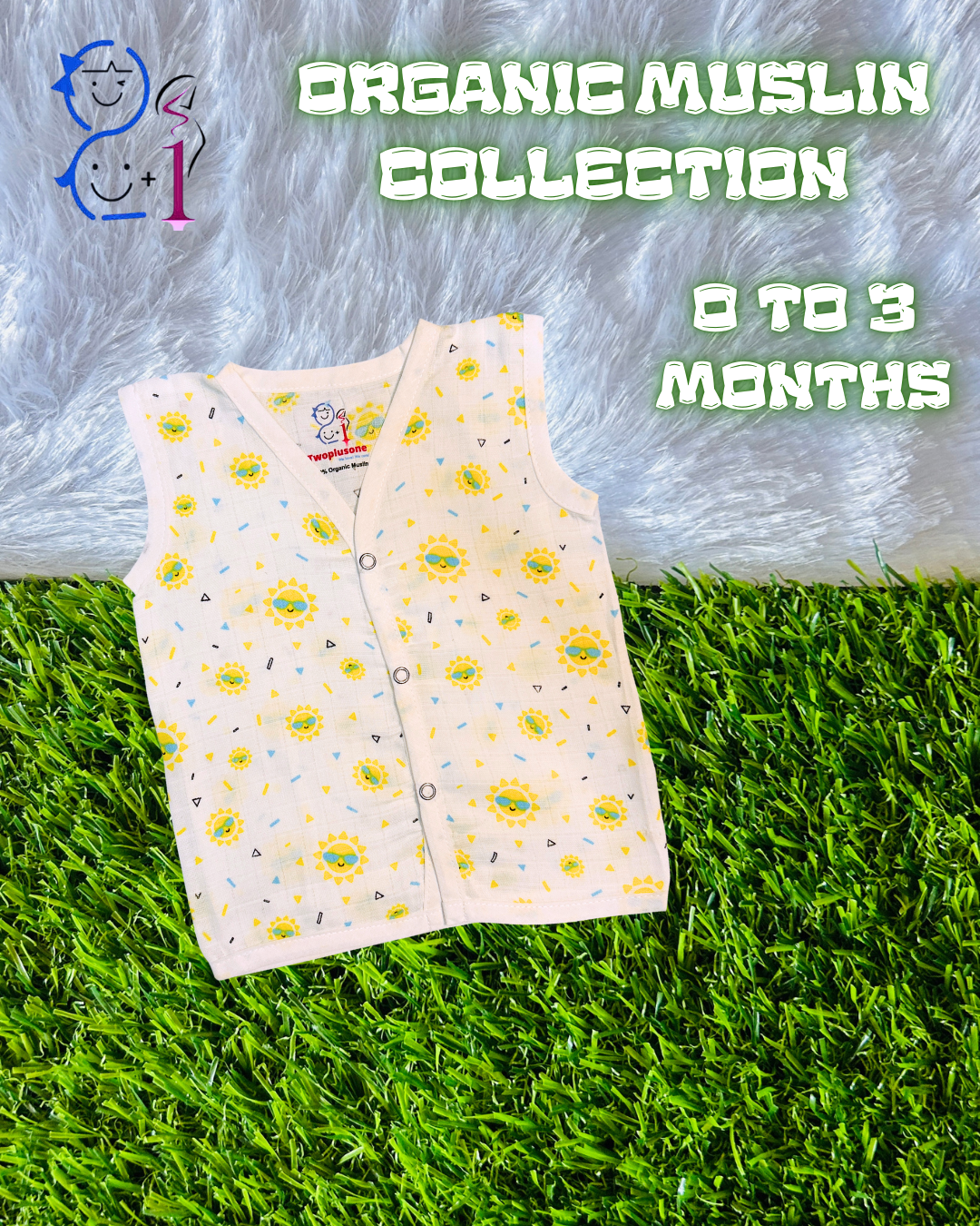 Muslin Jabla - Sun Print - 0  to 3 Months
