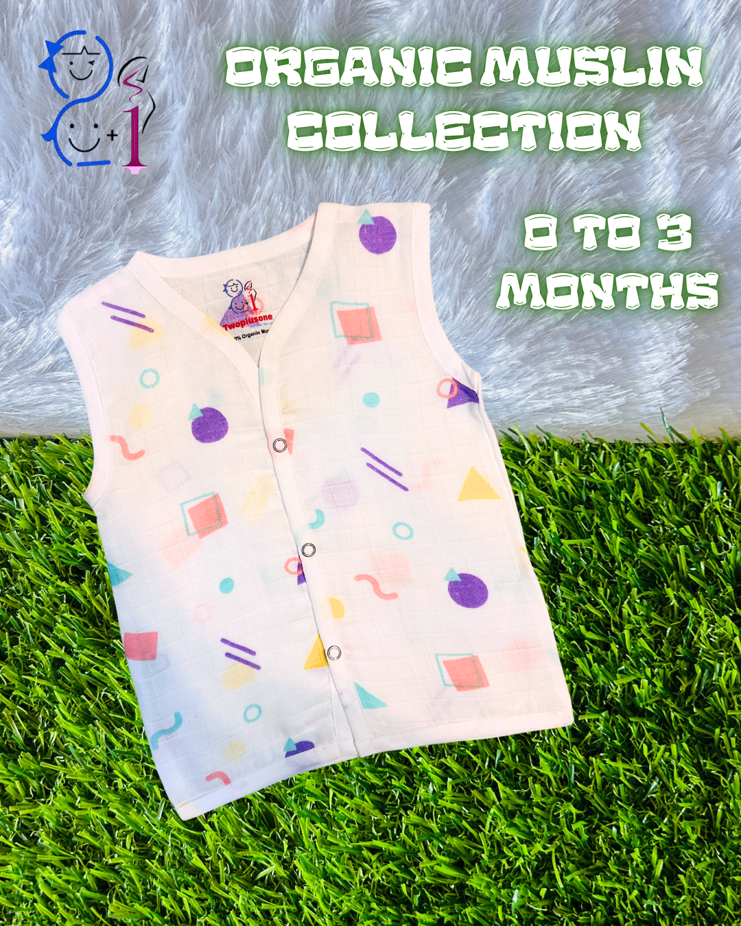 Muslin Jabla - Shape Print - 0  to 3 Months