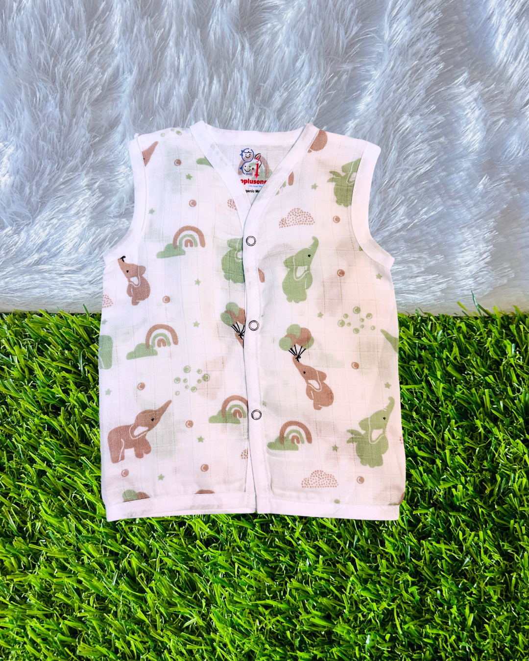 Muslin Jabla - Elephant Print - 3 to 6 Months